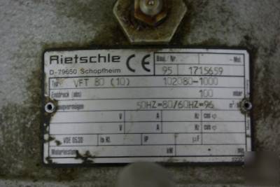 Vacuum pump high vacuum w/tank rietschle