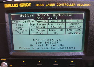Melles griot 06DLD103 diode laser controller w/3 lasers