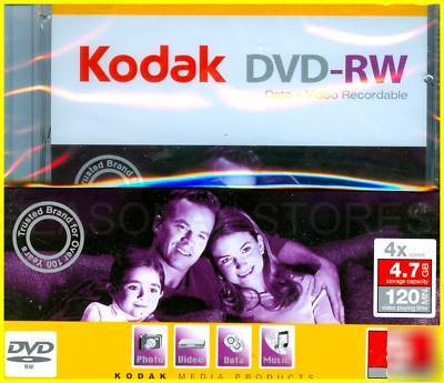 New dvd rw discs 5X kodak jewel case computer music