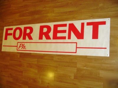New large for rent banner sign w/phone no. outdoor 