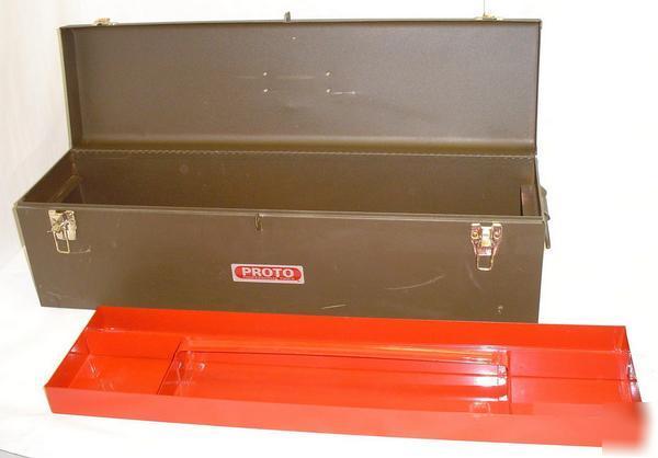 Proto portable carpenters tool box w/ removeable tray 