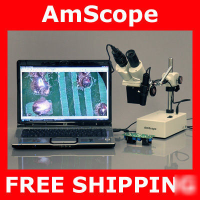 20X-40X stereo boom arm microscope + camera & light