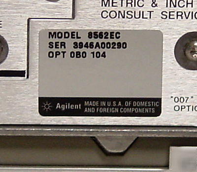 Agilent 8562EC spectrum analyzer - 30 hz to 13.2 ghz