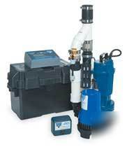 Sump pump w battery backup combo system: 115V / 12V