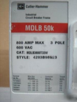 Mdlb 50K cutler-hammer industrial circuit braker frame