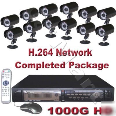 Cctv 16 ch h.264 dvr 12 ccd security ir cameras system