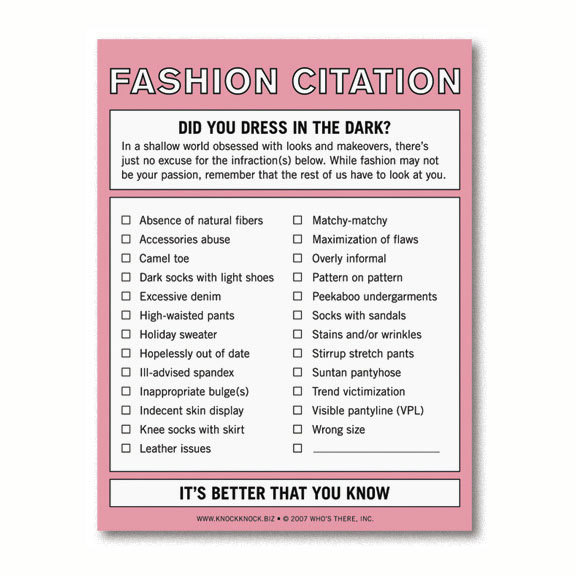 Fashion citation nifty note pad by knock knock