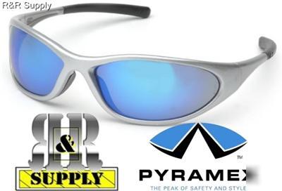 Pyramex zone ii ice blue silver frame safety glasses