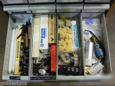 16 drawer cabinet full of electronic components & parts