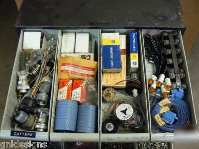 16 drawer cabinet full of electronic components & parts