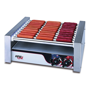 Apw non-stick slant top hot dog roller grill