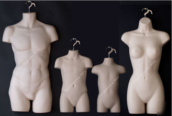 Flesh female dress male child toddler 4 mannequin forms