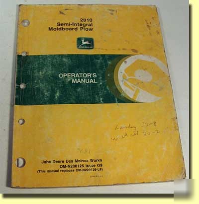 John deere 2810 semi-integral moldboard plow manual