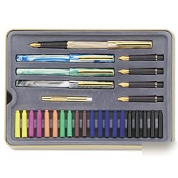 New calligraphy set, black/blue/brown/pink/green/ora...