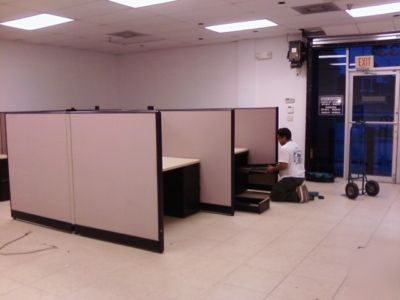 Cubicles assembly, re-fabric and fabric cleaning