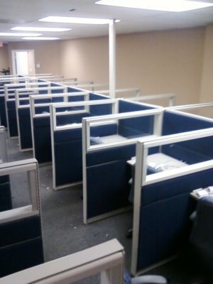 Cubicles assembly, re-fabric and fabric cleaning