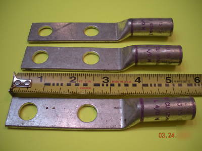 3 pc burndy 4 / 0 str cu 95MM2 2 hole compression lug 