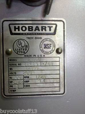 Hobart 80QT mixer stainless steel bowl & hook 1 phase