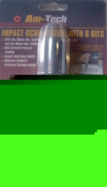 Impact screwdriver with 6 bits phillips slotted 027811