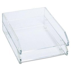 New clear acrylic double letter tray, front load, se...