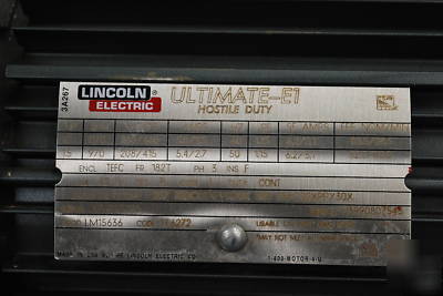 Lincoln electric ultimate-E1 model AF6P1.5T61 3PH 1.5HP
