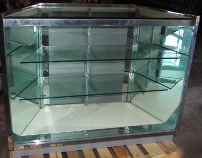 2 glass retail display cases & counter (3 pieces total)