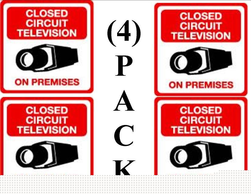 4 pack security surveillance video warning decals #203