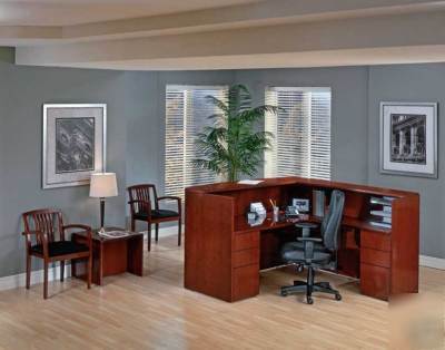 4 pcs cherrywood receptionist waiting office desk- ruby