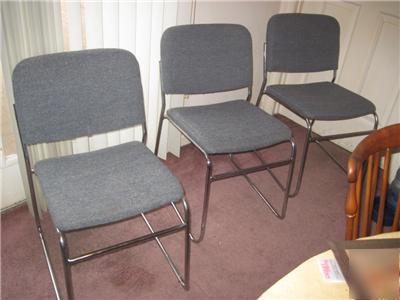 Gray fabric chrome stacking office reception chairs