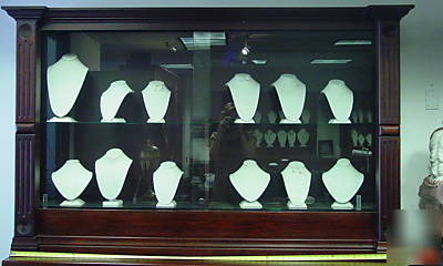 Medium wood & glass display case and cabinet *must go 