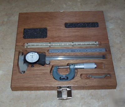 Mitutoyo 6â€ caliper, 1â€ micrometer, 6â€ scale & case