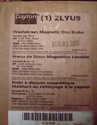 New dayton 2LYU9 washdown magnetic motor disc brake 