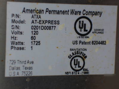 Apw wyott express at-express conveyor toaster oven 