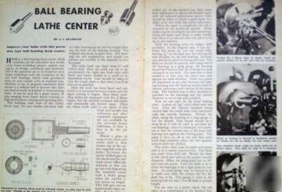 Lathe ball bearing dead center attachment diy plans