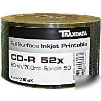 Ritek white f/f printable 50X 52X blank cd-r cdr discs