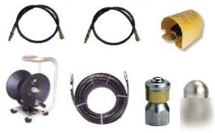 Sewer jetter cleaner kit - foot valve, 100' x 1/4