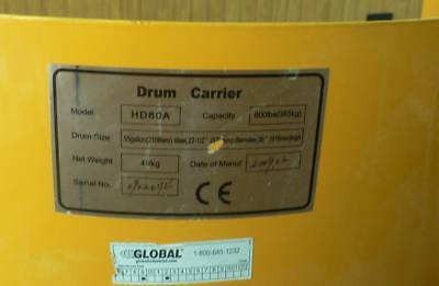 Mobile carrier for 55 gallon steel drum-800 lbs 
