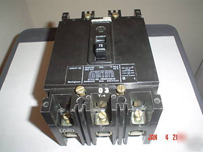 Westinghouse circuit BREAKER70AMP600V#FB3070L3POLE nrsv