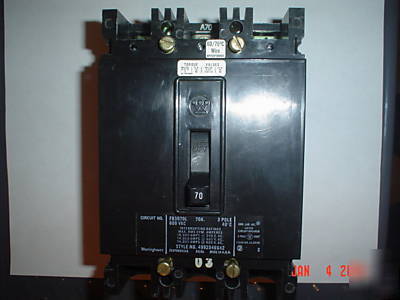 Westinghouse circuit BREAKER70AMP600V#FB3070L3POLE nrsv