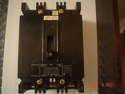 Westinghouse circuit BREAKER70AMP600V#FB3070L3POLE nrsv