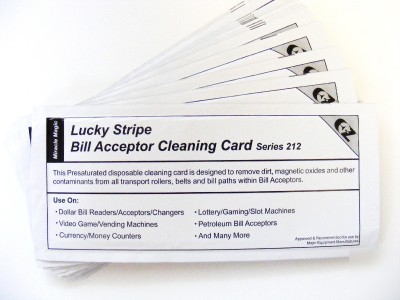 25 dollar bill validator cleaning cards