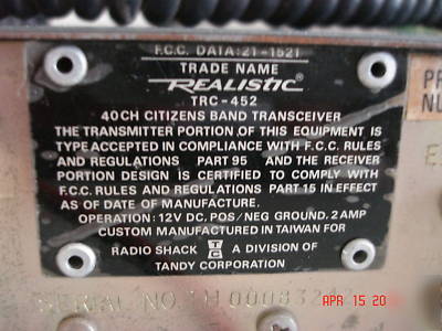 Realistic trc-452 40 channel cb transceiver radio