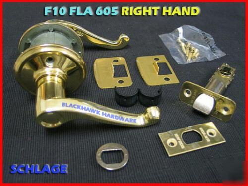 Schlage flair polished brass passage lever -F10FLA605RH