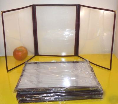 Menu covers 8.5X11 letter, triple fold burgundy 30PC nw