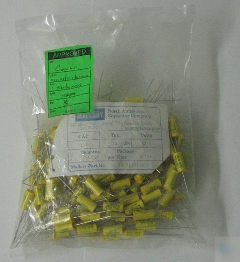 New lot of 195 mallory 1.0UF 100V capacitors