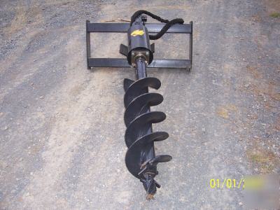 Skid steer auger post hole digger attachment w/ 6