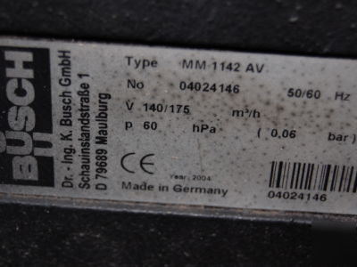 Busch mink mm 1142 av claw vacuum pump cnc