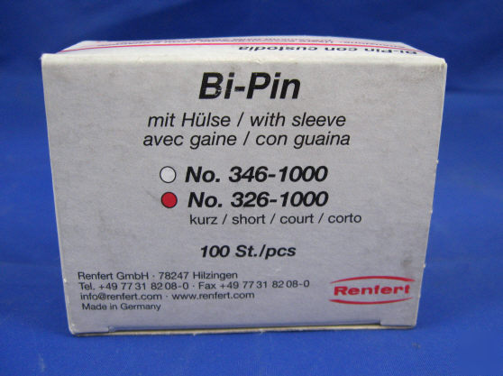 Renfert dental short bi-pin & sleeve 326-1000 - lot 2