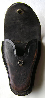 Vintage viking handcuff case hand made black leather