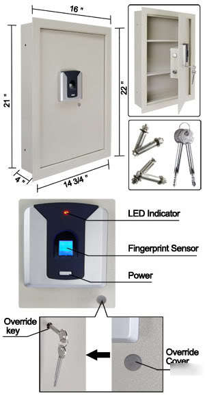 1408 cu. inches biometric electronic digital wall safe